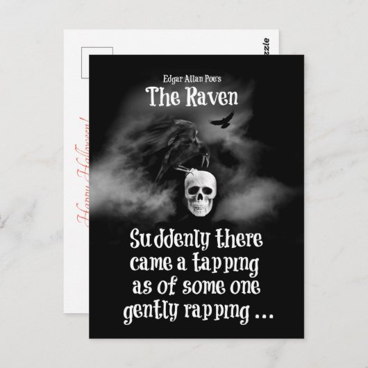 エドガーすごいアカッコいいラン・ポーのレイヴン・ハロウィーン ポストカード (正面/裏面)