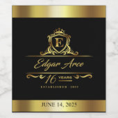 エドガーの16thブラック&金ゴールドバースデーワイン ワインラベル (シングルラベル)