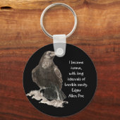 エドガーアレンポー精神病引用文ウォーターカラーレイヴン キーホルダー (正面)