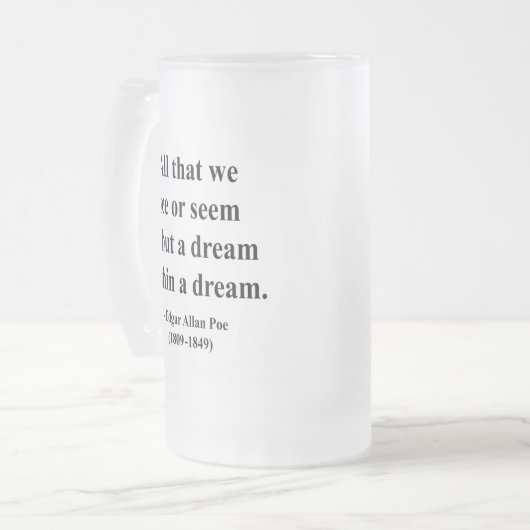 エドガーアレンPoeの引用文1a フロストグラスビールジョッキ (正面左)