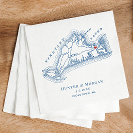 エドガータウンMAのエレガント地図ネイビー結婚ブルー スタンダードカクテルナプキン