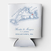 エドガータウンMAマップエレガントネイビーブルー結婚式の引き出物 缶クーラー (正面)