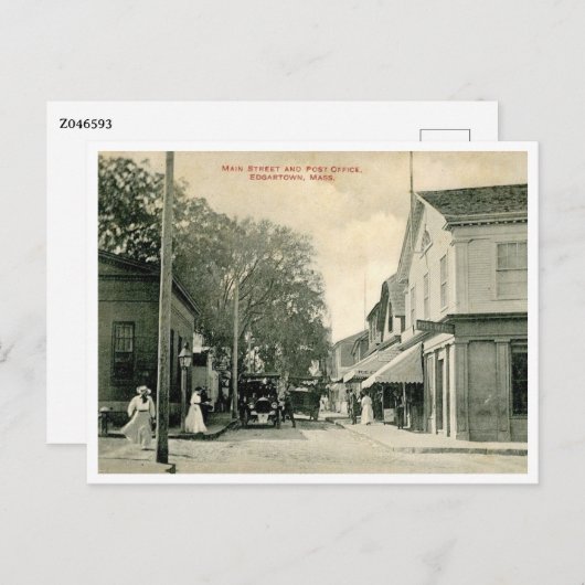 エドガータウンMAメインセントポストオフィスヴィンテージスタイル ポストカード (正面/裏面)