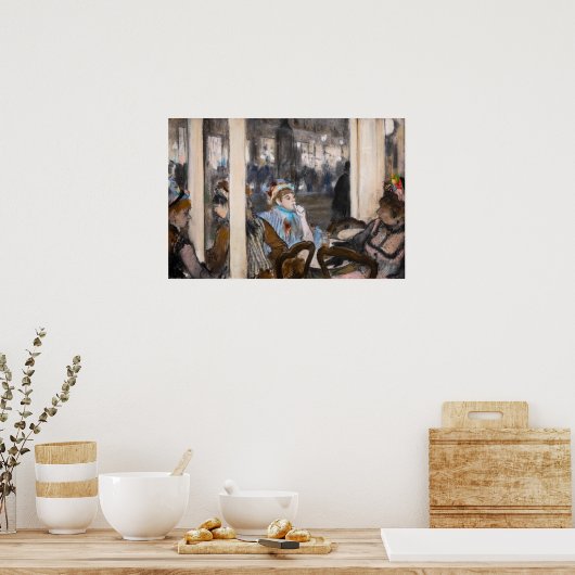 エドガーデガス – 女性オンカフェテラス夕べ ポスター (キッチン)