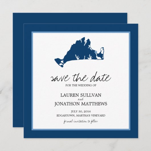 エドガートン・マサチューセッツ州ビニヤードの結婚式 保存日付のお知らせ セーブザデート (正面/裏面)