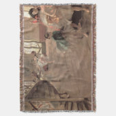 エドガール・デガスの「リハーサル」、ヴィンテージ・バレエ・アート スローブランケット (正面縦)