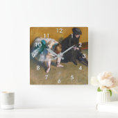 エドガール・デガス - 待つ スクエア壁時計 (ホーム)