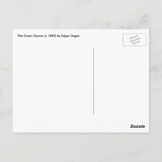 エドガール・ドガの緑の踊り手、ヴィンテージ・バレエ ポストカード (裏面)