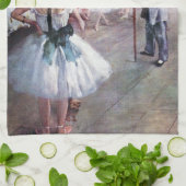 エドガール・ドガの「ダンス教室」、ヴィンテージ・バレエ・アート キッチンタオル (折り畳み)