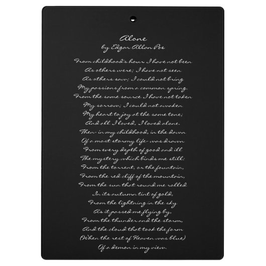 エドガー・アラン・ポーのクリップボードの引用文及び詩だけ クリップボード (裏面)