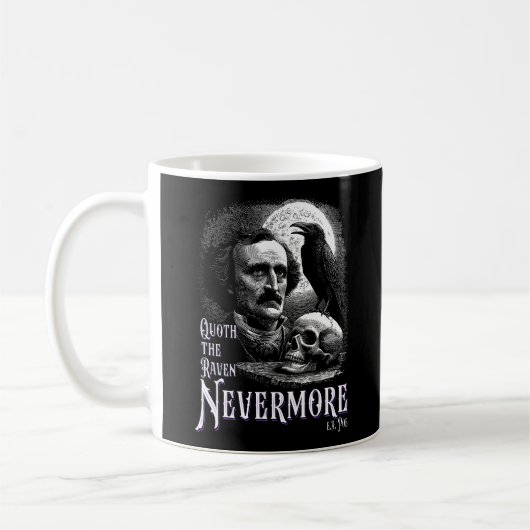 エドガー・アラン・ポーのレイヴン ネヴァーモア コーヒーマグカップ (左)