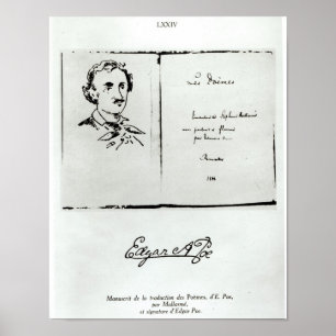 エドガー・アラン・ポーの「Les Poemes」のタイトルページ ポスター