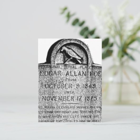 エドガー・アラン・ポー墓石。不気味なハロウィーンの画像 ポストカード (スタンド正面)