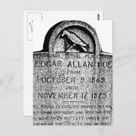エドガー・アラン・ポー墓石。不気味なハロウィーンの画像 ポストカード (正面/裏面)