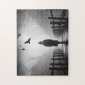 エドガー・アラン・ポー歩くブリッジとレイヴン・バード ジグソーパズル (縦)