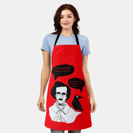 エドガー・アラン・ポー・ボーイとレイベン エプロン (着用した状態)