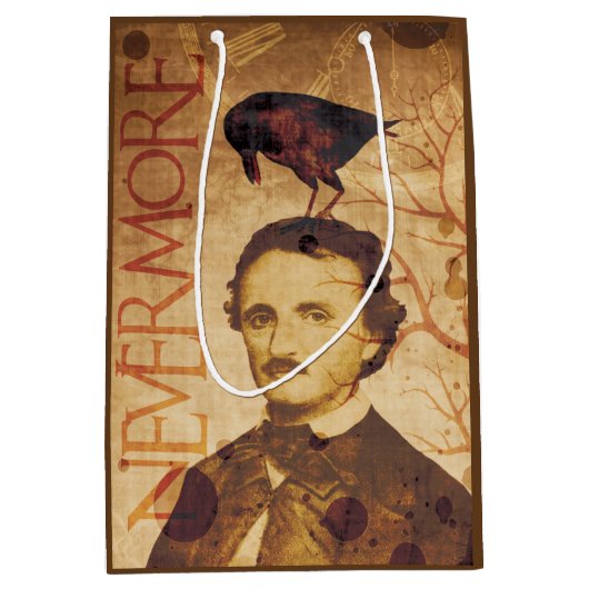 エドガー・アラン・ポーQuoth Nevermoreワタリガラス ミディアムペーパーバッグ (正面)