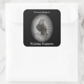 エドガー・アレン・ポー・ザ・レイヴン詩蔵書票アート スクエアシール (バッグ)