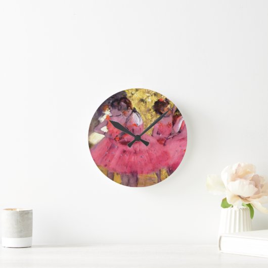 エドガー·デガさん-ピンクのダンサー-バレエダンス好き ラウンド壁時計 (ホーム)
