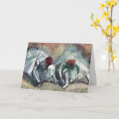 エドガー・デガで靴を脱ぐダンサー カード (黄色い花)