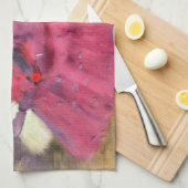 エドガー・デガのバレエ前のピンクのダンサー キッチンタオル (四つ折り)