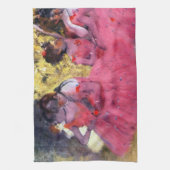 エドガー・デガのバレエ前のピンクのダンサー キッチンタオル (縦)