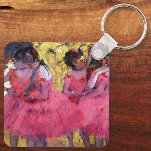 エドガー・デガのバレエ前のピンクのダンサー キーホルダー (裏面)