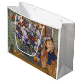 エドガー・デガの花の花瓶と女性 ラージペーパーバッグ (正面アングル)