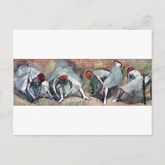 エドガー・デガの靴を結ぶダンサー ポストカード (正面)