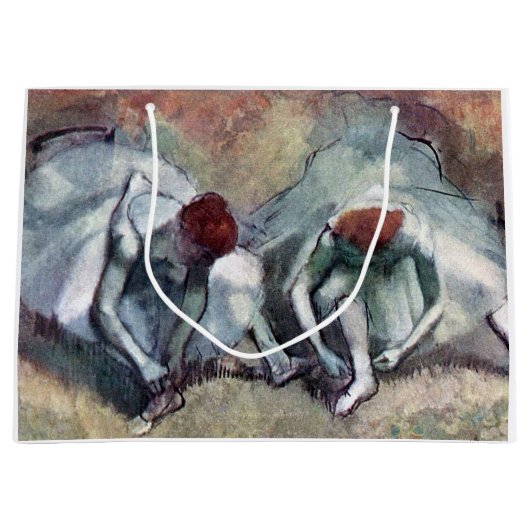 エドガー・デガの靴を結ぶダンサー ラージペーパーバッグ (正面)