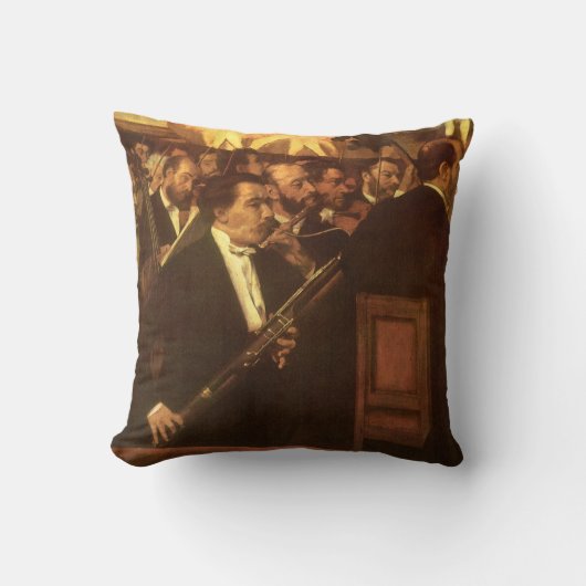 エドガー・デガスによるオペラのオーケストラ、ヴィンテージ・アート クッション (正面)