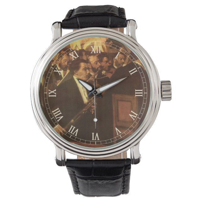 エドガー・デガスによるオペラのオーケストラ、ヴィンテージ・アート 腕時計 (正面)