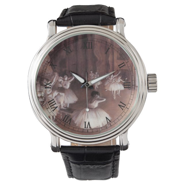 エドガー・デガスによるステージでのバレエリハーサル 腕時計 (正面)