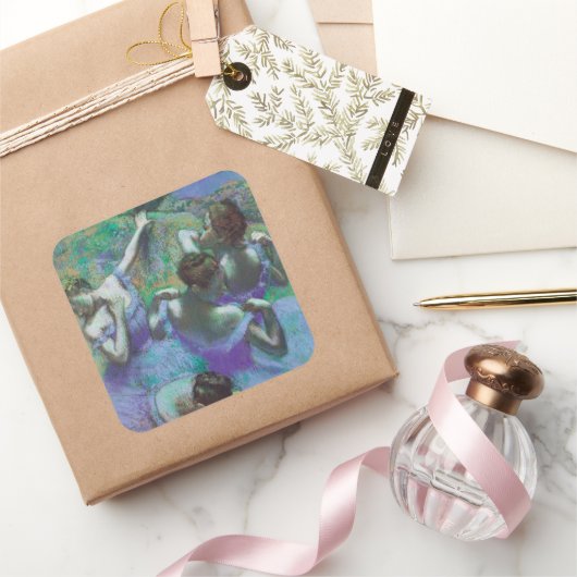 エドガー・デガスによるブルーダンサー、ヴィンテージ印象派 スクエアシール (ギフト)