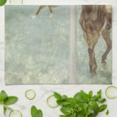 エドガー・デガスによるレース前のジョッキー キッチンタオル (折り畳み)