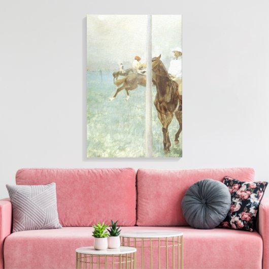 エドガー・デガスによるレース前のジョッキー キャンバスプリント (インサイチュ (リビング))