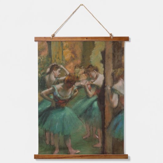 エドガー・デガスダンサーのピンクとグリーン 吊り下げ型タペストリー (正面)