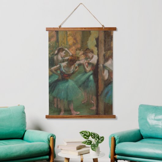 エドガー・デガスダンサーのピンクとグリーン 吊り下げ型タペストリー (リビング)