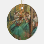 エドガー・デガスダンサーのピンクと緑の印象派 セラミックオーナメント (左)