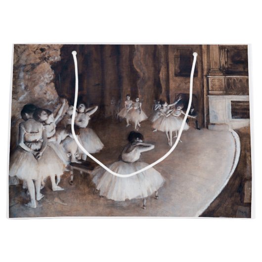 エドガー・デガス – バレエリハーサルステージ ラージペーパーバッグ (正面)