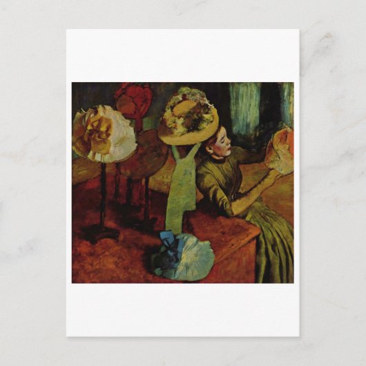 エドガー・デガス – ファッション製品1885女性帽子 ポストカード (正面)