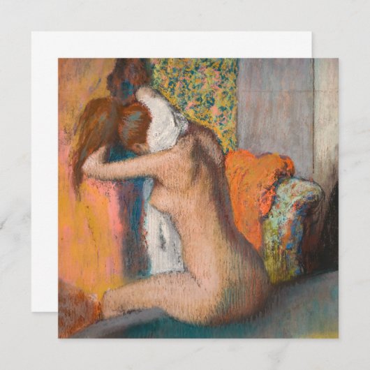 エドガー・デガス – 入浴後、女性の首を拭く サンキューカード (正面/裏面)