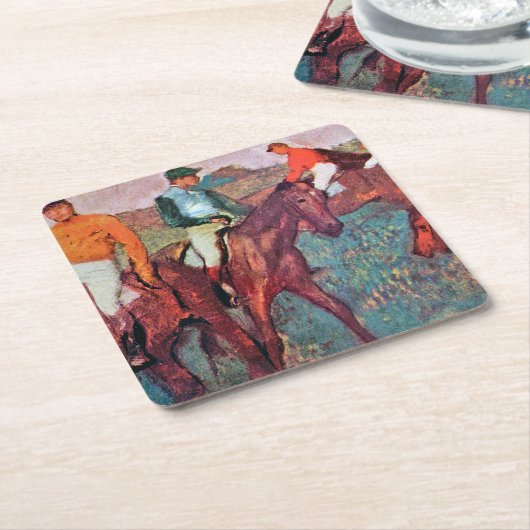 エドガー・デガ騎手と馬 スクエアペーパーコースター (アングル)