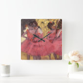 エドガー・デガ・ザ・ピンクのダンサー スクエア壁時計 (ホーム)