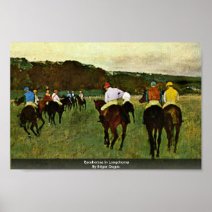 エドガー・ドガ著Longchampの競馬馬 ポスター