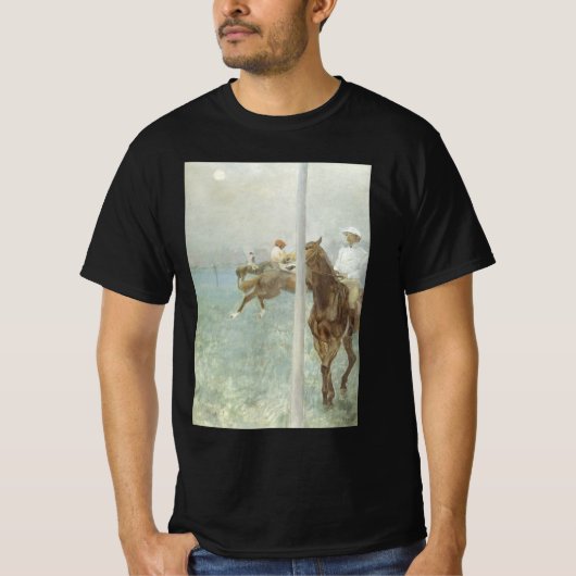 エドガー・ドガ「競馬前のジョッキー」 Tシャツ (正面)