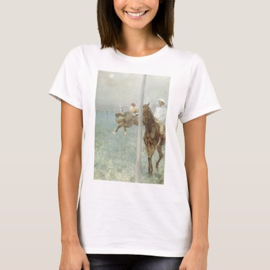 エドガー・ドガ「競馬前のジョッキー」 Tシャツ (正面)
