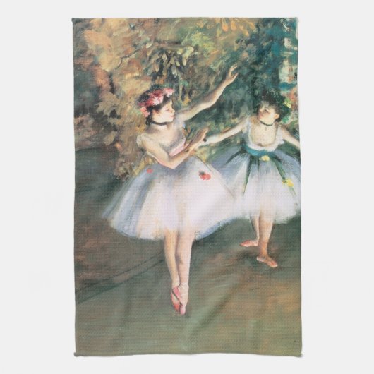 エドガー・ドガ「舞台上の二人の踊り子」ヴィンテージアート キッチンタオル (縦)
