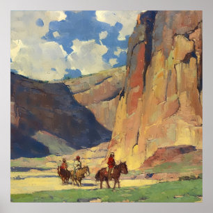 エドガー・ペイン著「IndiansThrough Canyon de Chelly」 ポスター