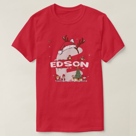 エドソンクリスマスシャツwエドソンクリスマスの名おもしろい前 tシャツ (デザイン正面)